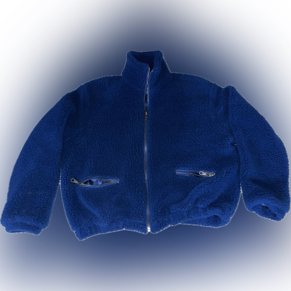 The Ragged Priest coarse fuzzy blue jacket with faux silk lining for winter